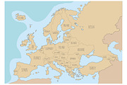 3x Brown Europe Maps