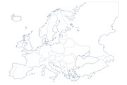 Political blank map of Europe