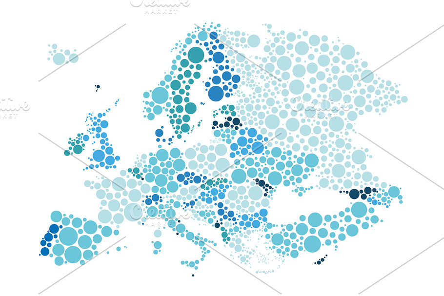 Map of Europe Bubbles design in Illustrations - product preview 8