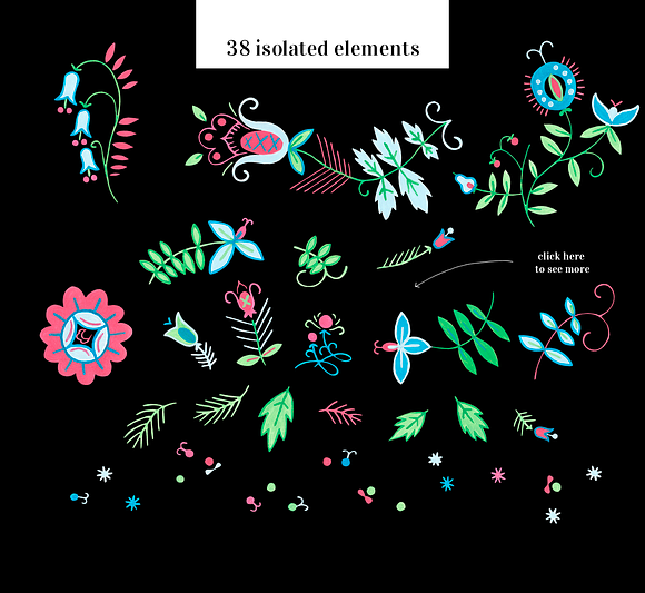 Floral pattern. Foliage and flowers in Illustrations - product preview 10
