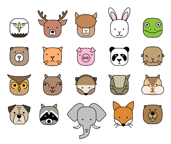 Cube Critters Cute Animal Icons in Animal Icons - product preview 1