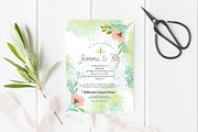 Lime Floral Wedding Invitation
