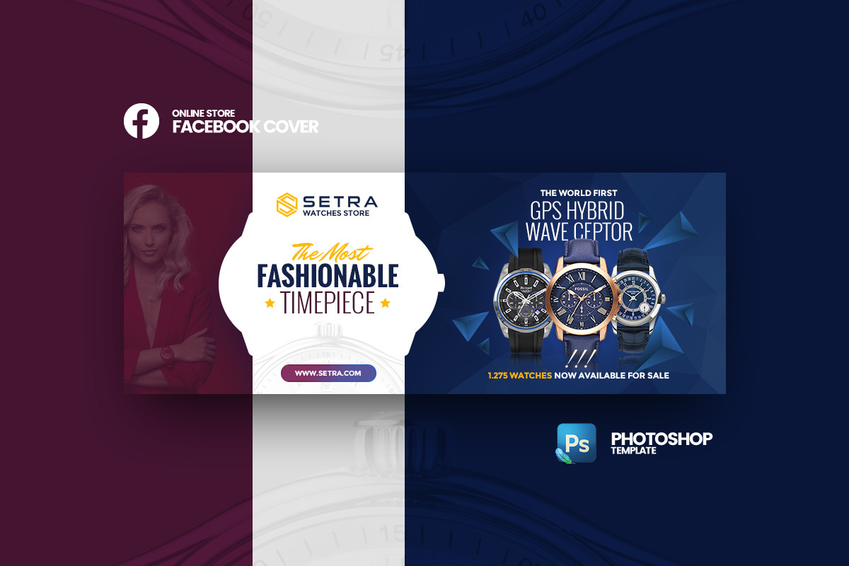 Setra - Watches FB Cover Template in Facebook Templates - product preview 8