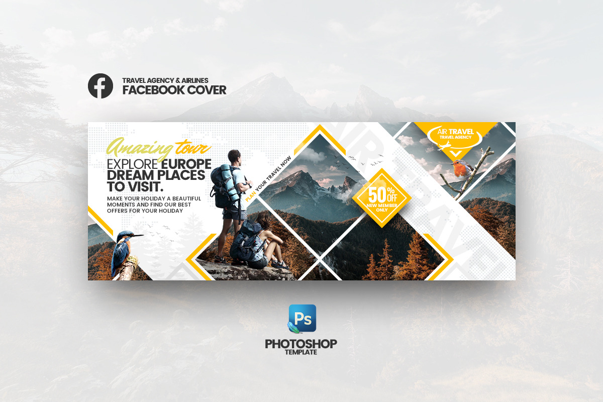 AirTravel Facebook Cover Template in Facebook Templates - product preview 8