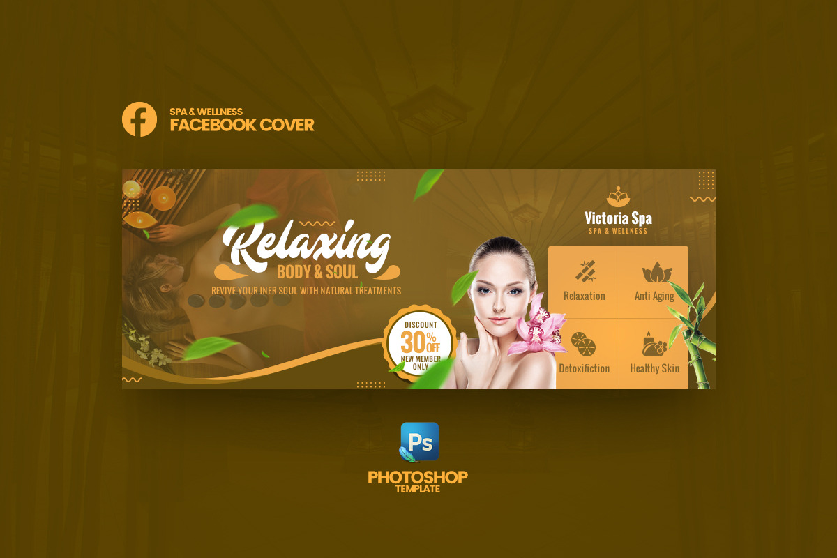 Victoria - Spa & Wellness FB Cover in Facebook Templates - product preview 8