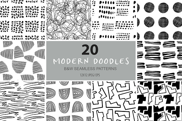 Abstract Doodles Patterns & Elements in Illustrations - product preview 3