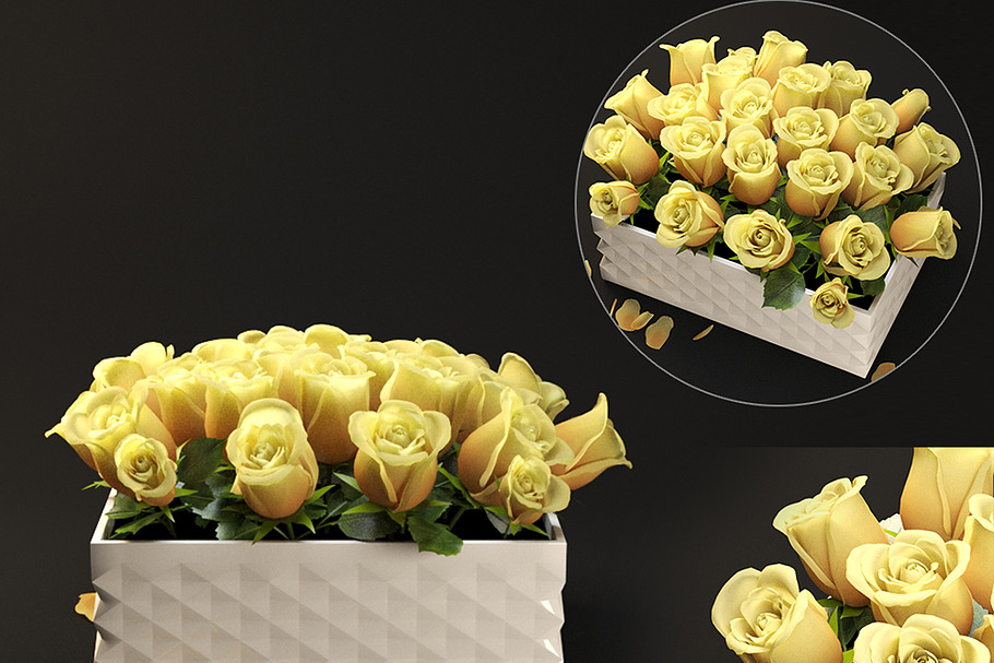 yellow flower box in Objects - product preview 8
