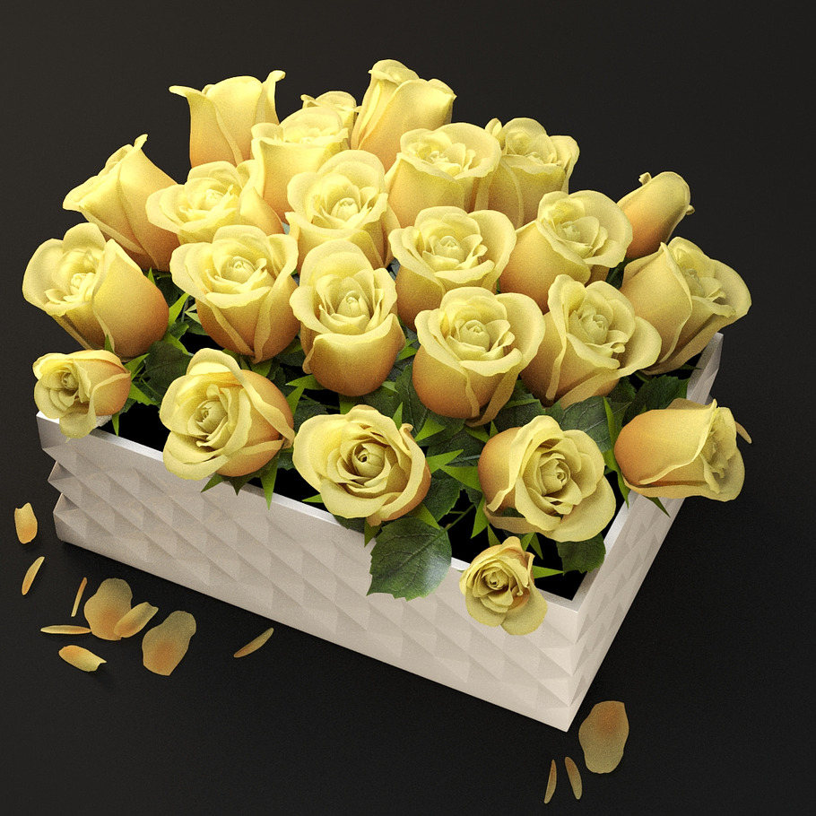 yellow flower box in Objects - product preview 1