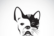 Vector of dog face and cat face.