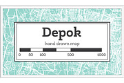 Depok Indonesia City Map in Retro