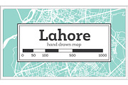 Lahore Pakistan City Map in Retro