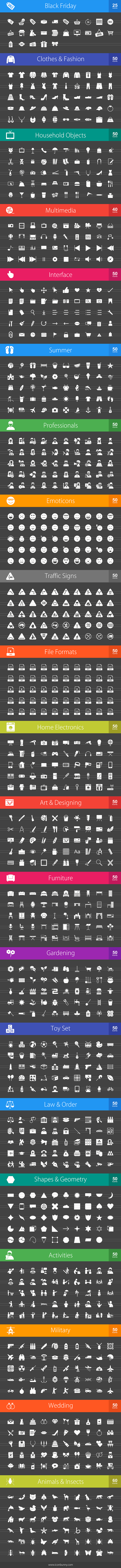1025 Glyph Inverted Icons (V2) in Graphics - product preview 1