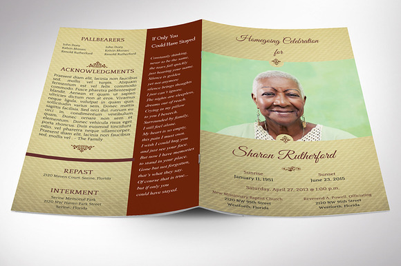 Home Going Funeral Program Template in Templates - product preview 1