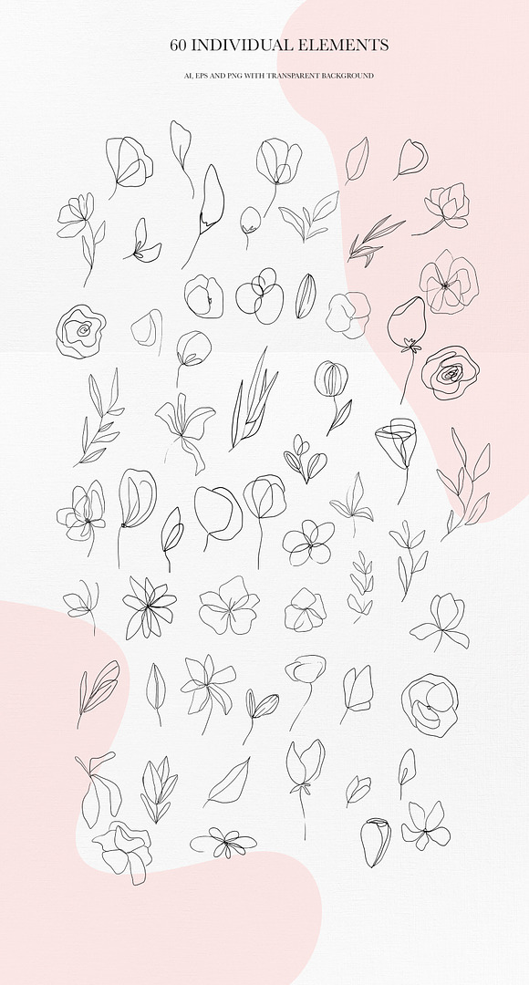Botanical line art clipart in Illustrations - product preview 4