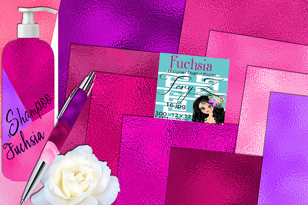 Fuchsia Foil Textures Hot Pink