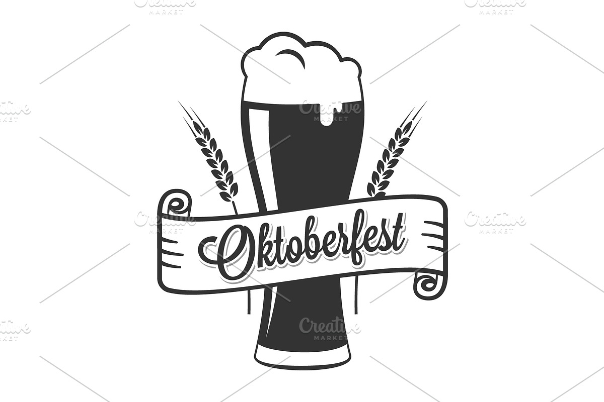 Oktoberfest beer glass logo on white in Objects - product preview 8