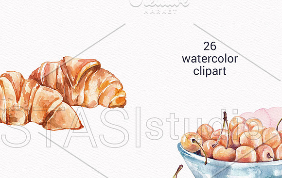 Watercolor Cake clipart Bakery in Illustrations - product preview 3