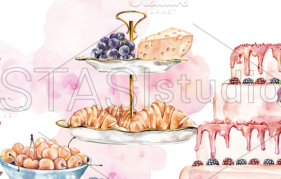 Watercolor Cake clipart Bakery in Illustrations - product preview 4