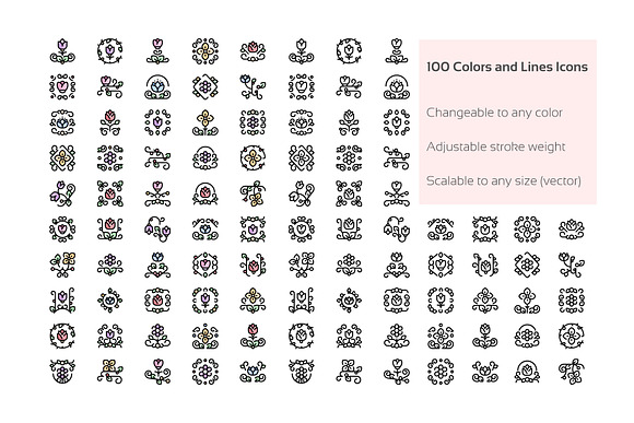100 Floral Design Icons in Icons - product preview 3