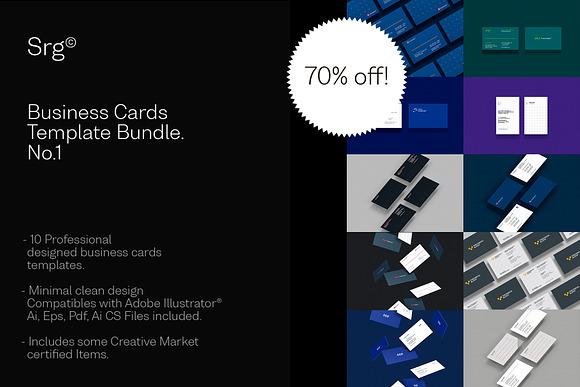 Minimal Business card bundle 70%Off! in Business Card Templates - product preview 11