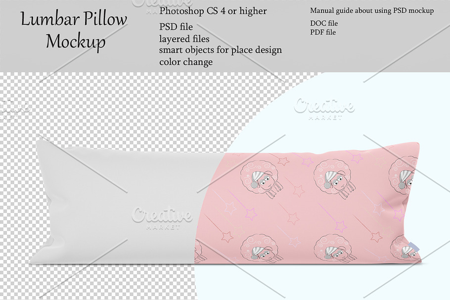 Lumbar pillow mockup. PSD mockup.
