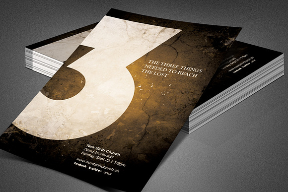 Three Things Church Flyer Template in Flyer Templates - product preview 1