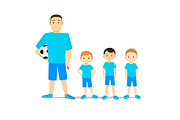 Cartoon Character Kids Football Team