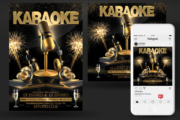 Karaoke Night Party Flyer in Flyer Templates - product preview 1