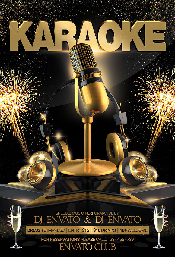 Karaoke Night Party Flyer in Flyer Templates - product preview 2