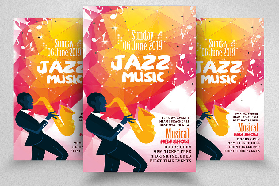Jazz music Night Flyer Template in Flyer Templates - product preview 8