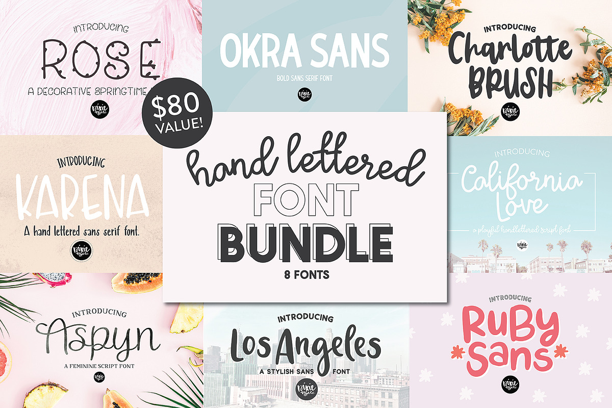 Hand Lettered Font Bundle - 8 Fonts in Script Fonts - product preview 8