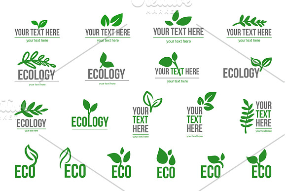 Ecological logo with leaves in Illustrations - product preview 1