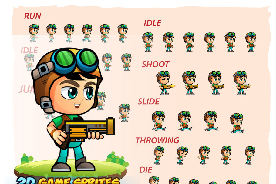Aventurer Boy 2D Game Character Spri in Illustrations - product preview 8