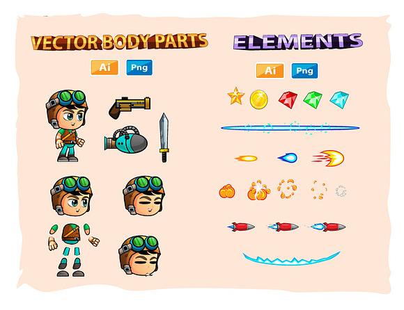 Aventurer Boy 2D Game Character Spri in Illustrations - product preview 1