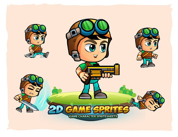 Aventurer Boy 2D Game Character Spri in Illustrations - product preview 2