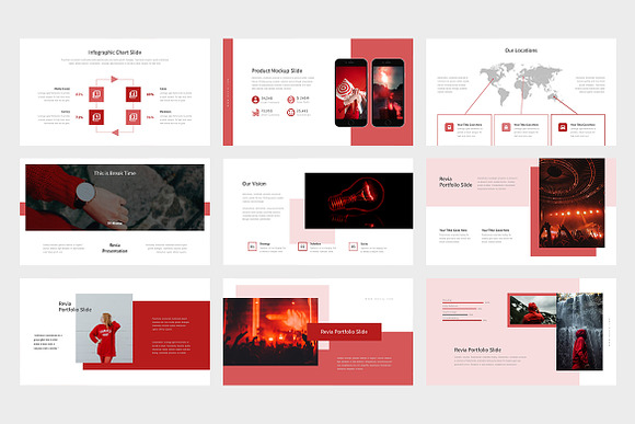 Revia : Red Color Tone Google Slides in Google Slides Templates - product preview 2