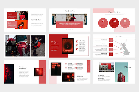 Revia : Red Color Tone Google Slides in Google Slides Templates - product preview 3