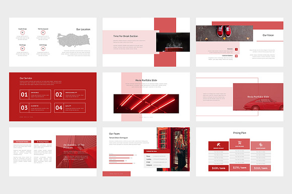 Revia : Red Color Tone Google Slides in Google Slides Templates - product preview 5