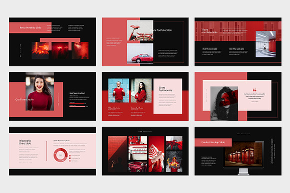 Revia : Red Color Tone Google Slides in Google Slides Templates - product preview 10