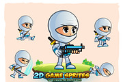 White Girl Ninja 2D Game Character S