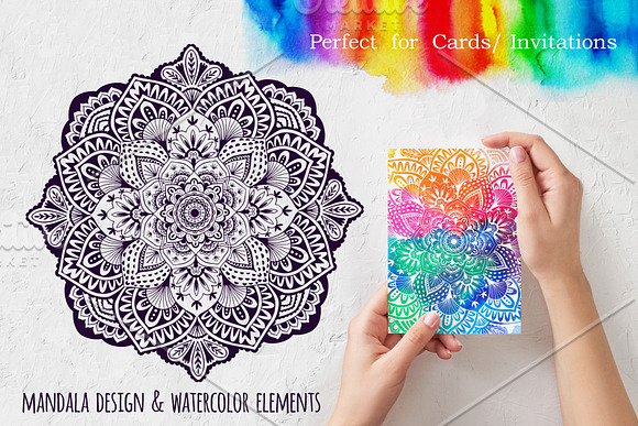 Mandalas and Watercolor Textures in Illustrations - product preview 1