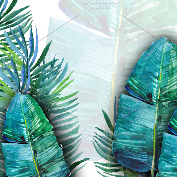 Watercolor tropical background in Illustrations - product preview 5