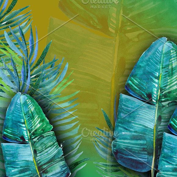 Watercolor tropical background in Illustrations - product preview 7