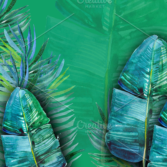Watercolor tropical background in Illustrations - product preview 8