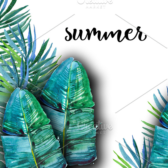 Watercolor tropical background in Illustrations - product preview 10