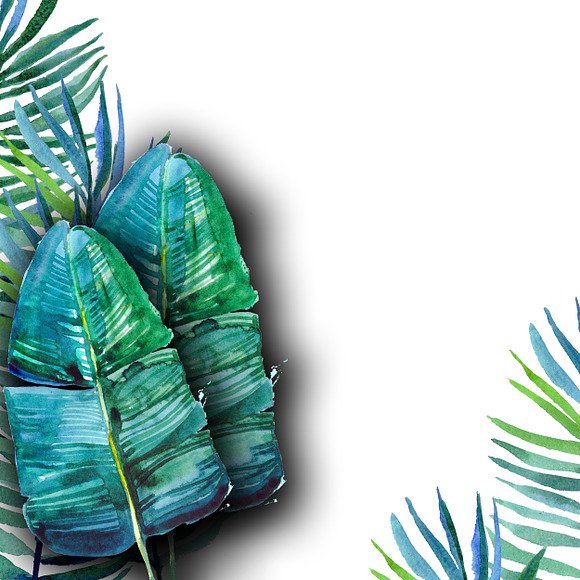 Watercolor tropical background in Illustrations - product preview 12