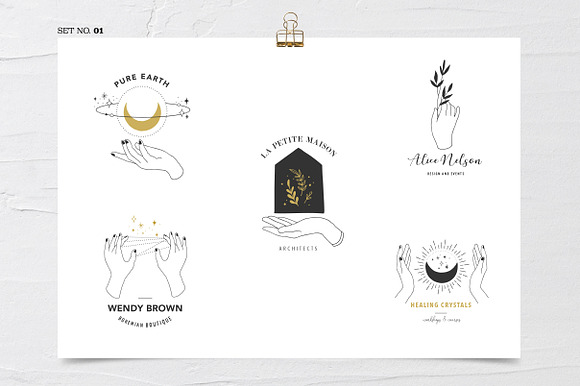 Hands - hand drawn premade logos set in Logo Templates - product preview 3