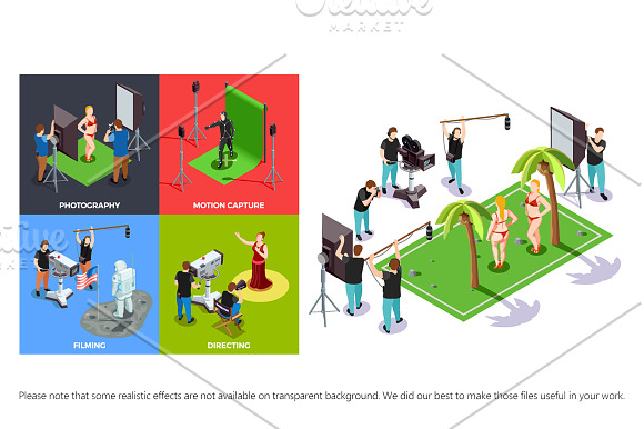 Cinematograph Isometric Set in Illustrations - product preview 1