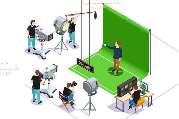 Cinematograph Isometric Set in Illustrations - product preview 4