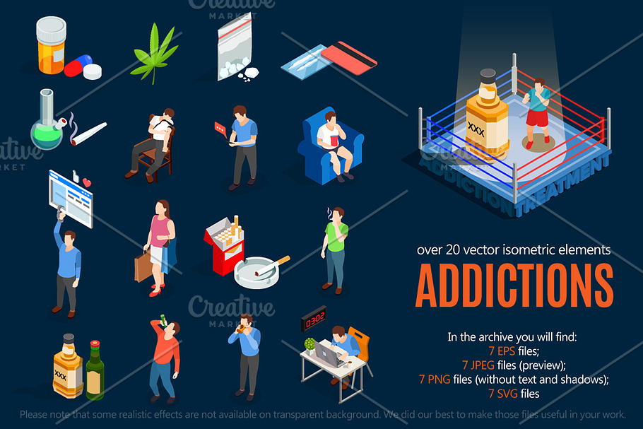 Addictions Isometric Set in Illustrations - product preview 8